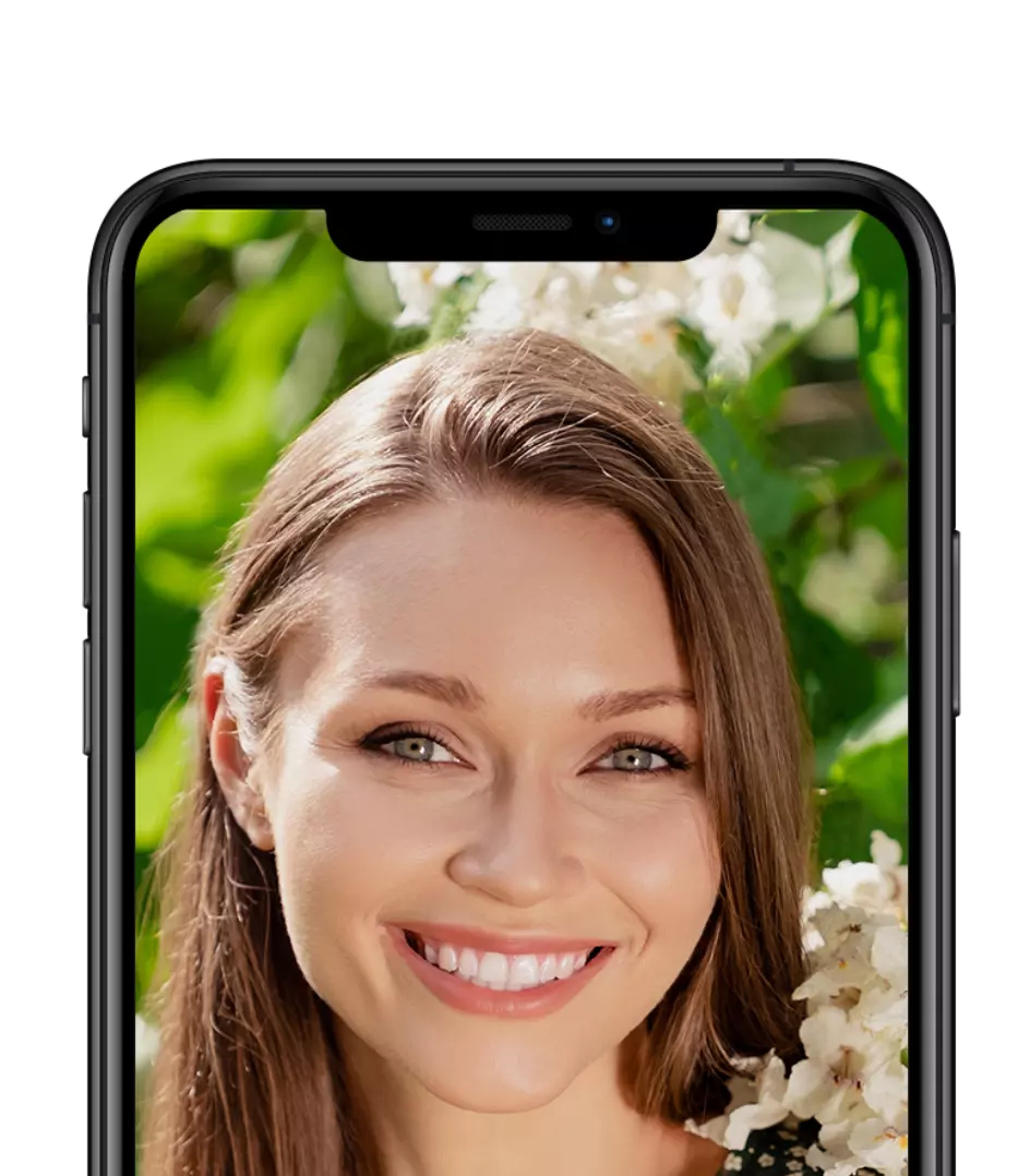 profile picture of a woman on a phone screen